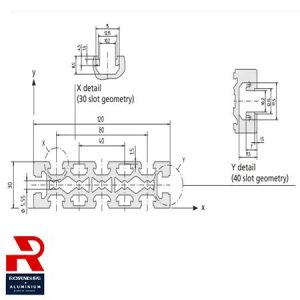 Aluminium-Strangpressprofil 30×120 2 Aluminium-Strangpressprofil 30×120