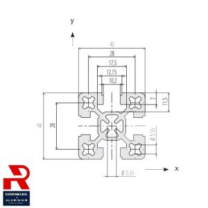 estruso di alluminio 40×40 1 estruso di alluminio 40×40