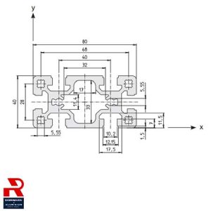 Aluminium-Strangpressprofil 40×80 2 Aluminium-Strangpressprofil 40×80